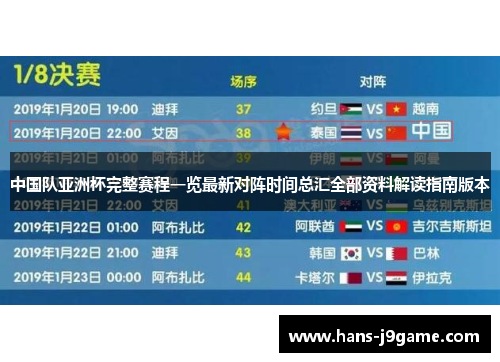 中国队亚洲杯完整赛程一览最新对阵时间总汇全部资料解读指南版本